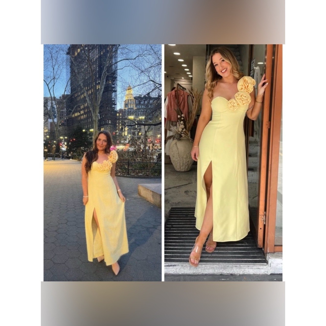 The Wolf Gang Flores Rose Floral Applique Yellow One Shoulder Dress Small