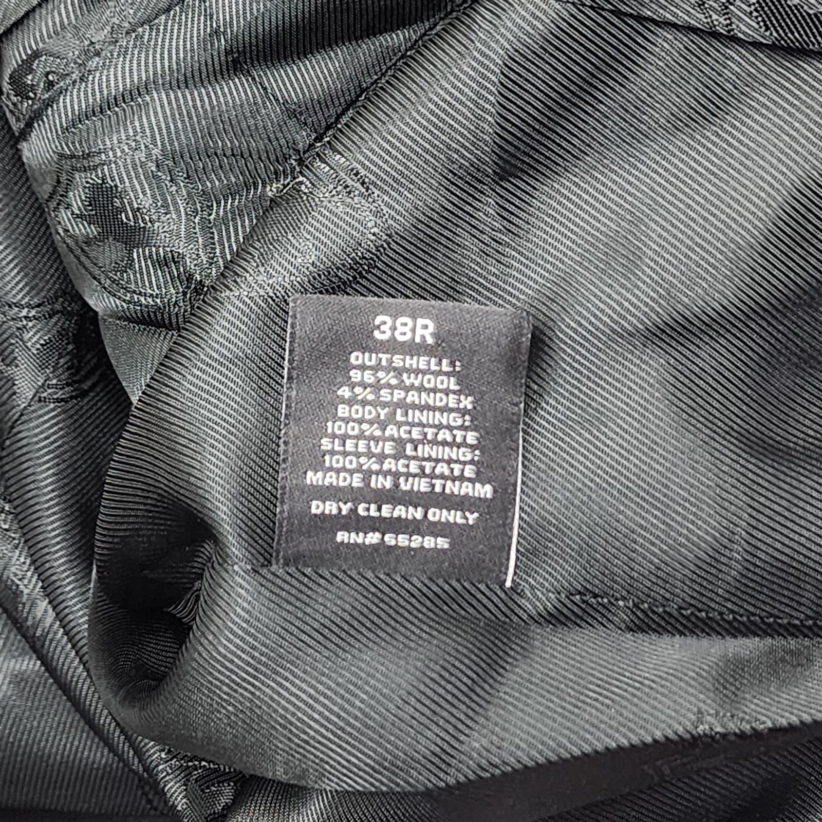 Express 38R 32×30 Black Pinstripe Wool Blend Stretch 2Btn 2Pc Jacket Pants Suit