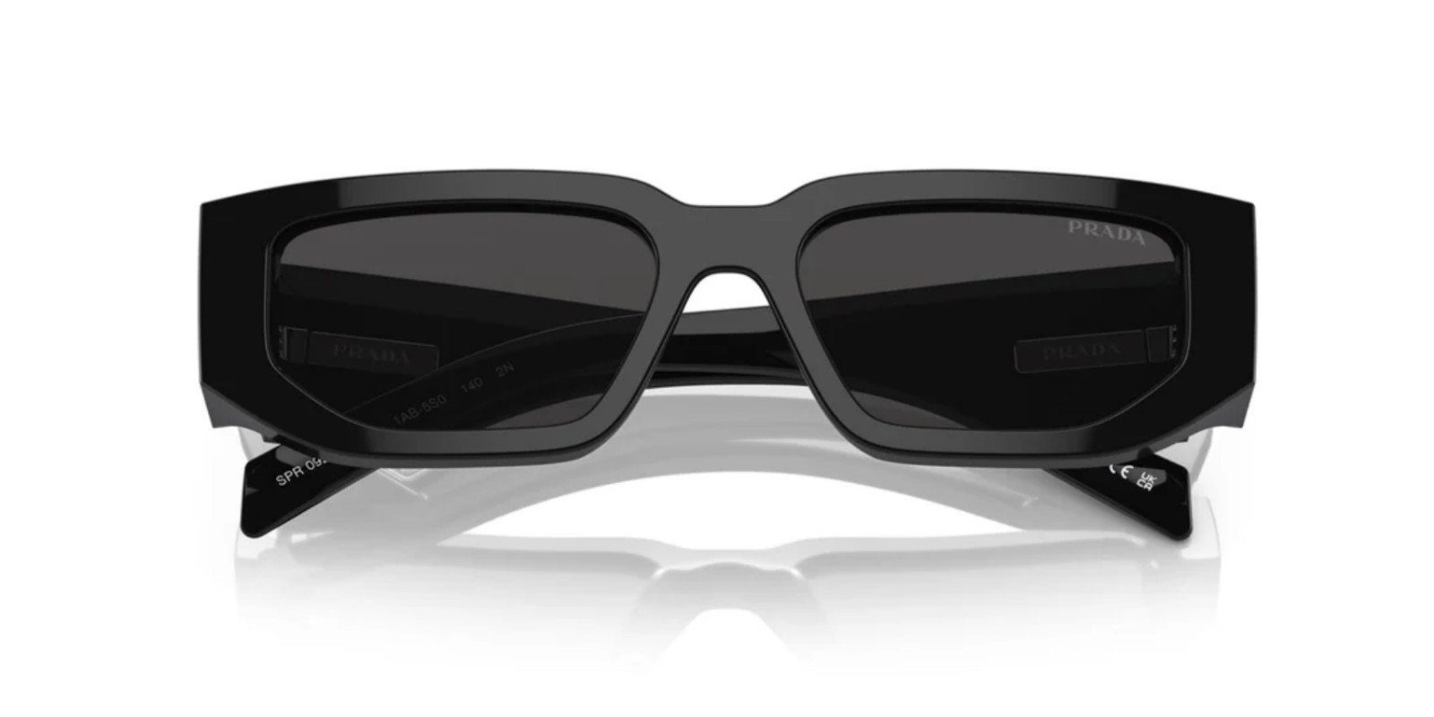 Prada PR09ZS 1AB5S0 Rectangle Sunglasses in Black/Gray Lens 100%