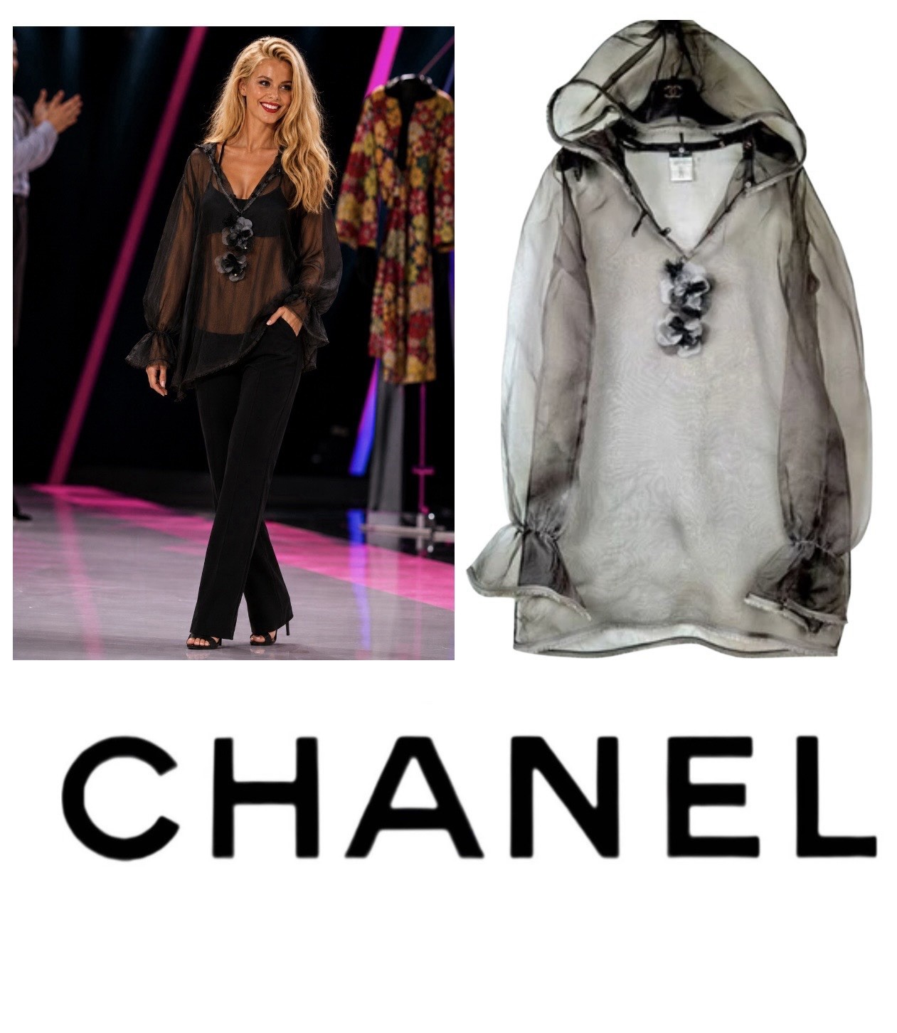 Chanel Vintage 2008 Black Sheer Jacket Coverup Dress 44 46 10 12 Swim Top M L