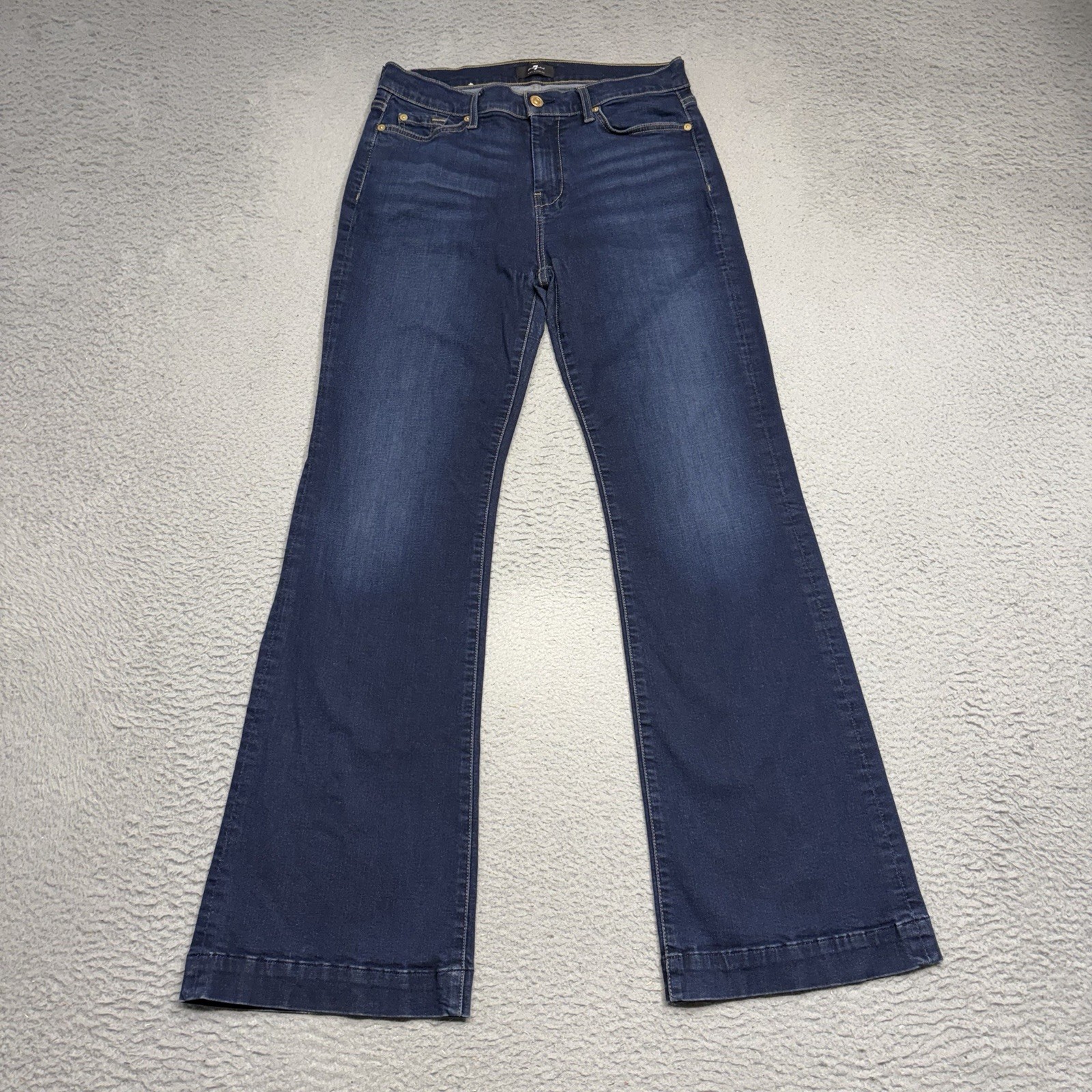 7 For All Mankind Dojo Jeans Womens 29 Blue Flare Mid Rise Dark Wash Denim Pants