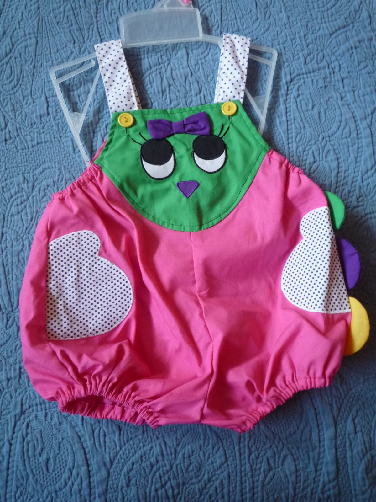 Girl Infant Baby Size 6-9 Months Summer Romper Shoulder Suspenders Pink Dragon?