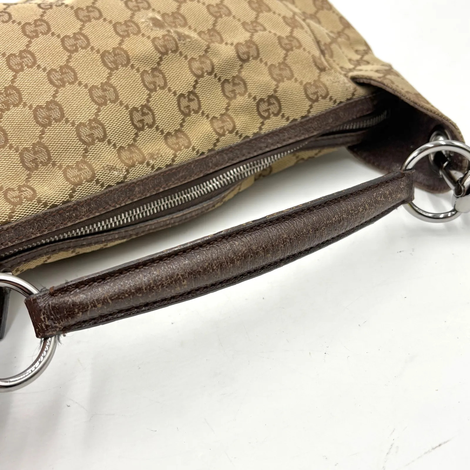Auth GUCCI GG Canvas Shoulder Bag Brown 113023 2Y8671