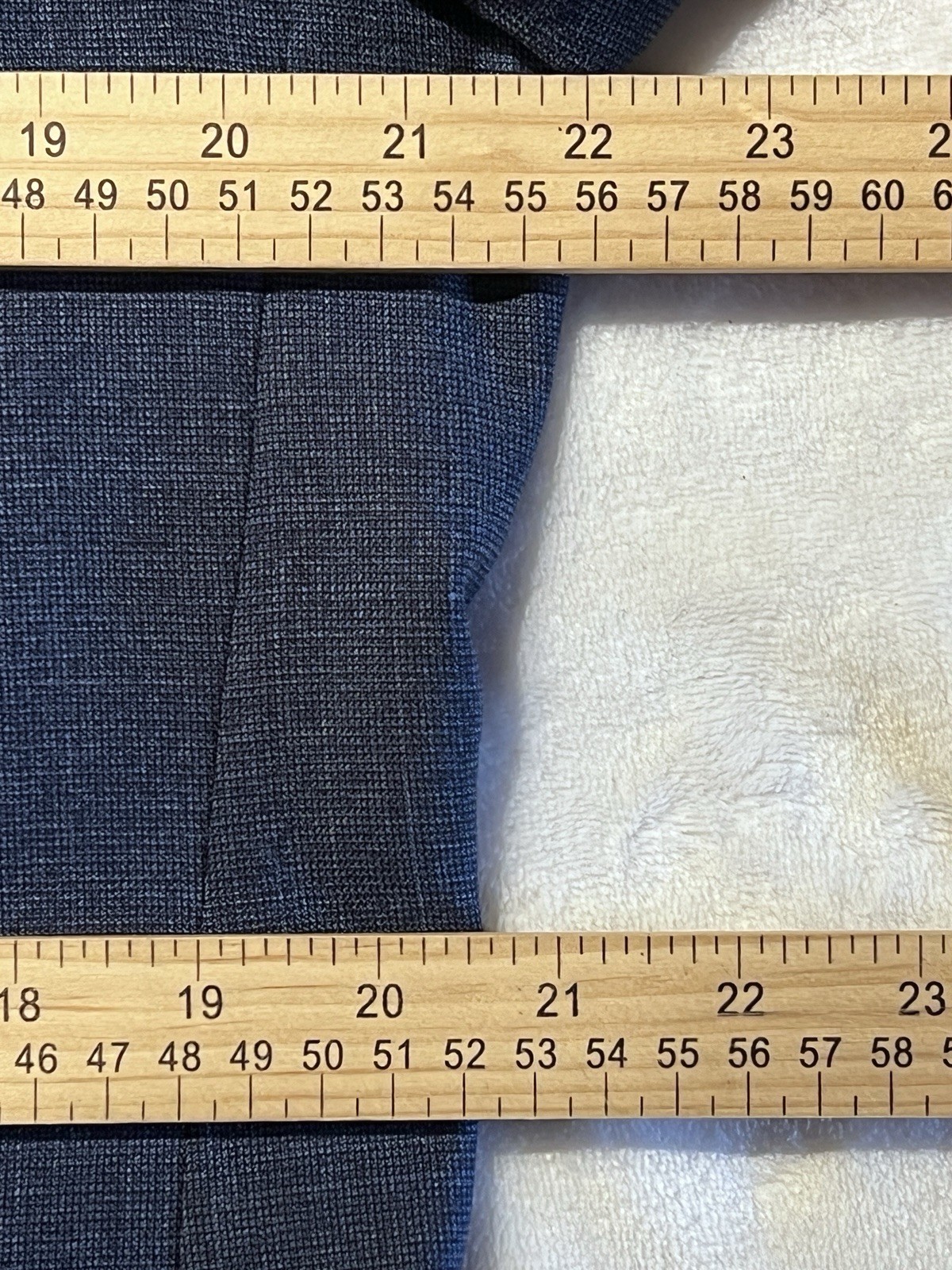 Hart Schaffner Marx New York 42L 36×32 Navy Blue Heathered Hopsack Suit