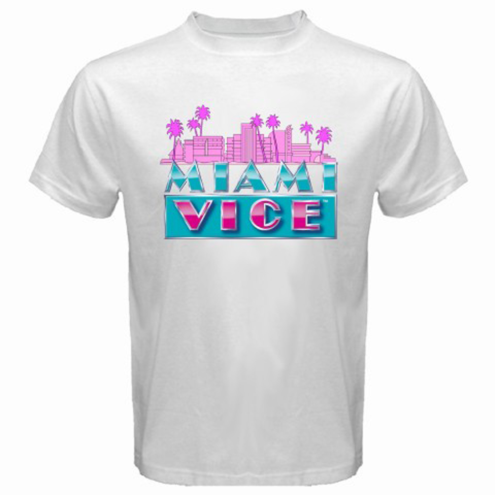New MIAMI VICE Classic TV Series Don Johnson Men’s White T-Shirt Size S-5XL