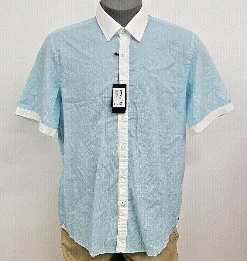 Hugo Boss Black Label Light Blue Geo Check S/S Men’s Shirt NWT $135 Choose Size