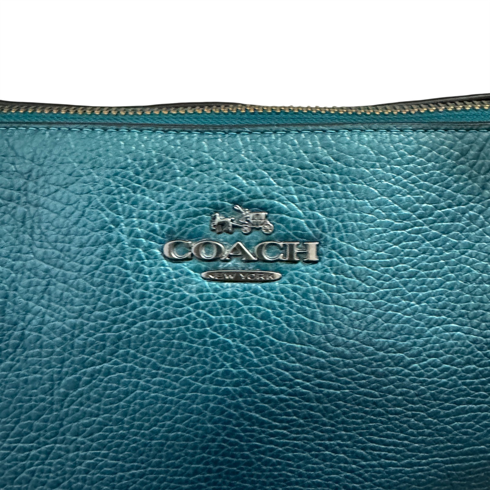 Coach Ava Chain Navy Blue Pebbled Leather Tote Bag & DB Double Handle F22208