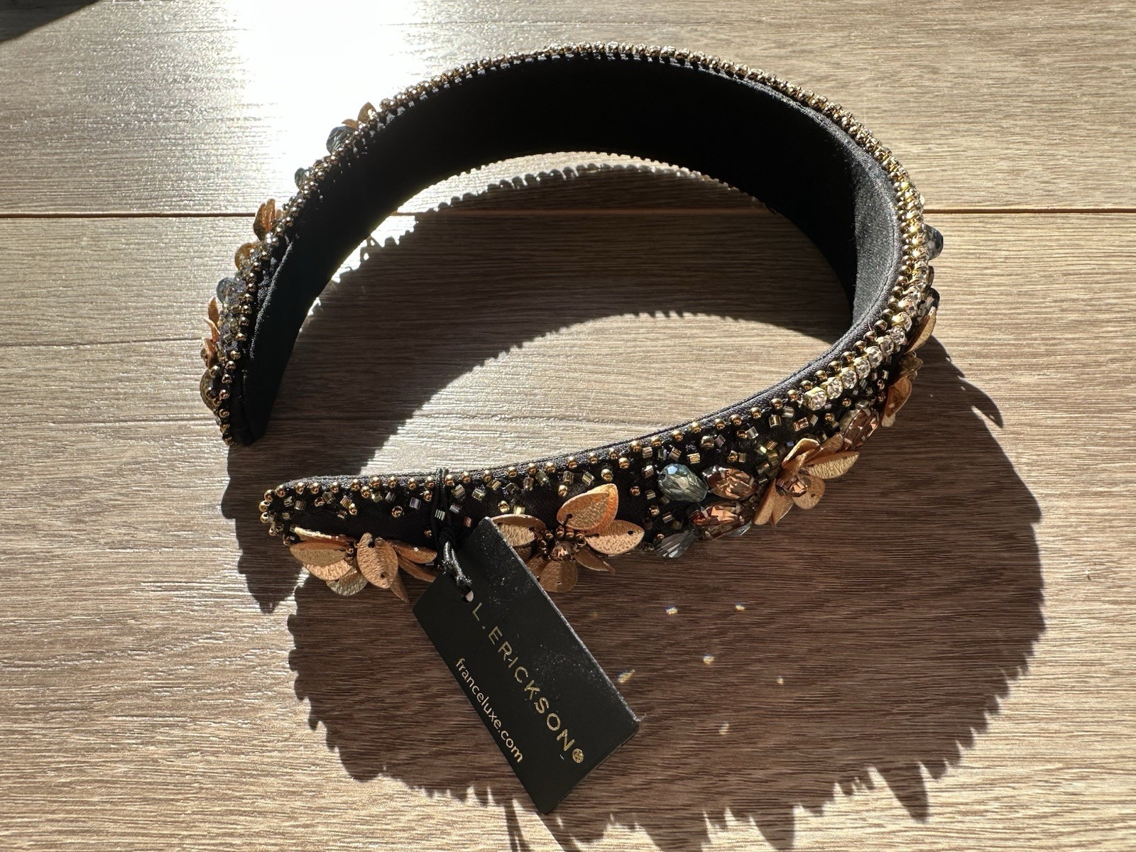 L. Erickson France Luxe Beaded Flower Crystal Beads Headband New