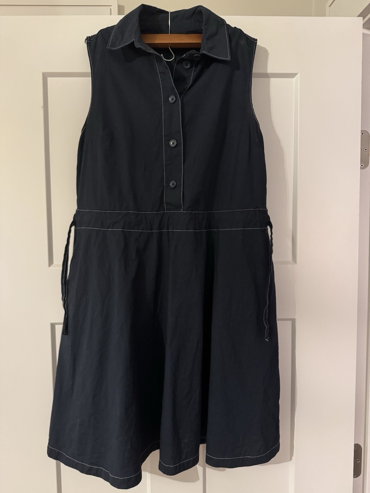 Simply Vera Vera Wang Sleeveless Collared Button-Front Shirt Dress Navy Small