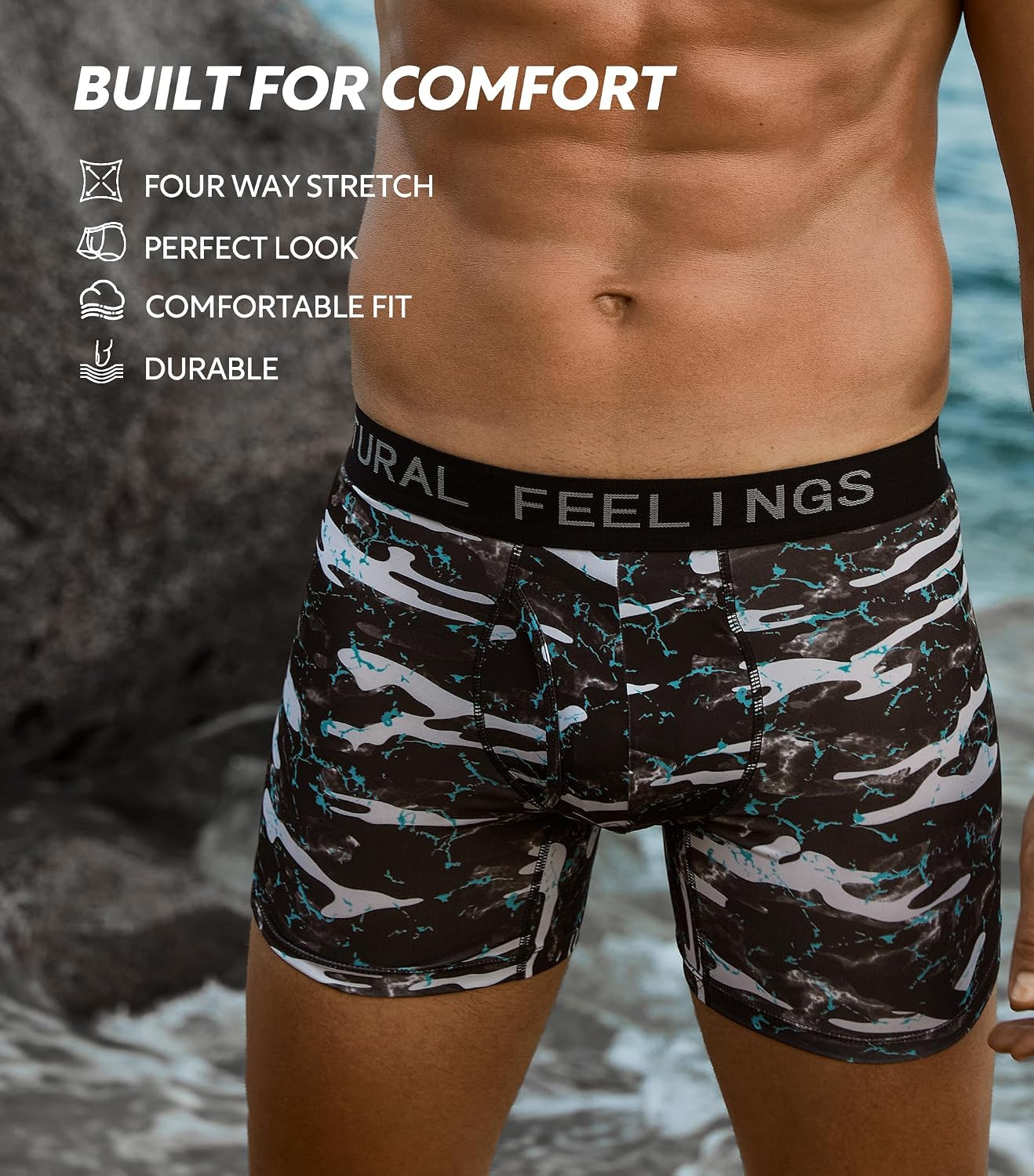 Mens Underwear Athletic Boxer Briefs Men Pack | Fly Front, Quick Dry, Tag Free,
