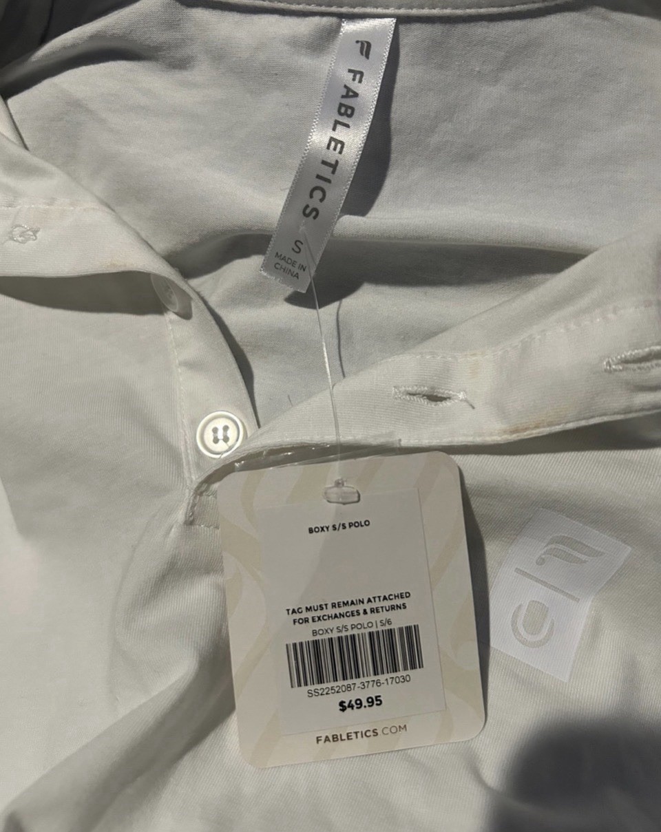 NWT Fabletics Cropped Boxy Tennis Polo Shirt White Size Small