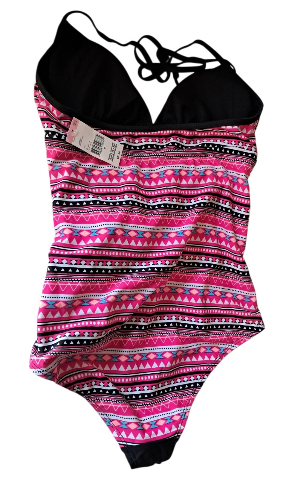 Bongo One-Piece Swimsuit Aztec Print Halter Tie Size Small