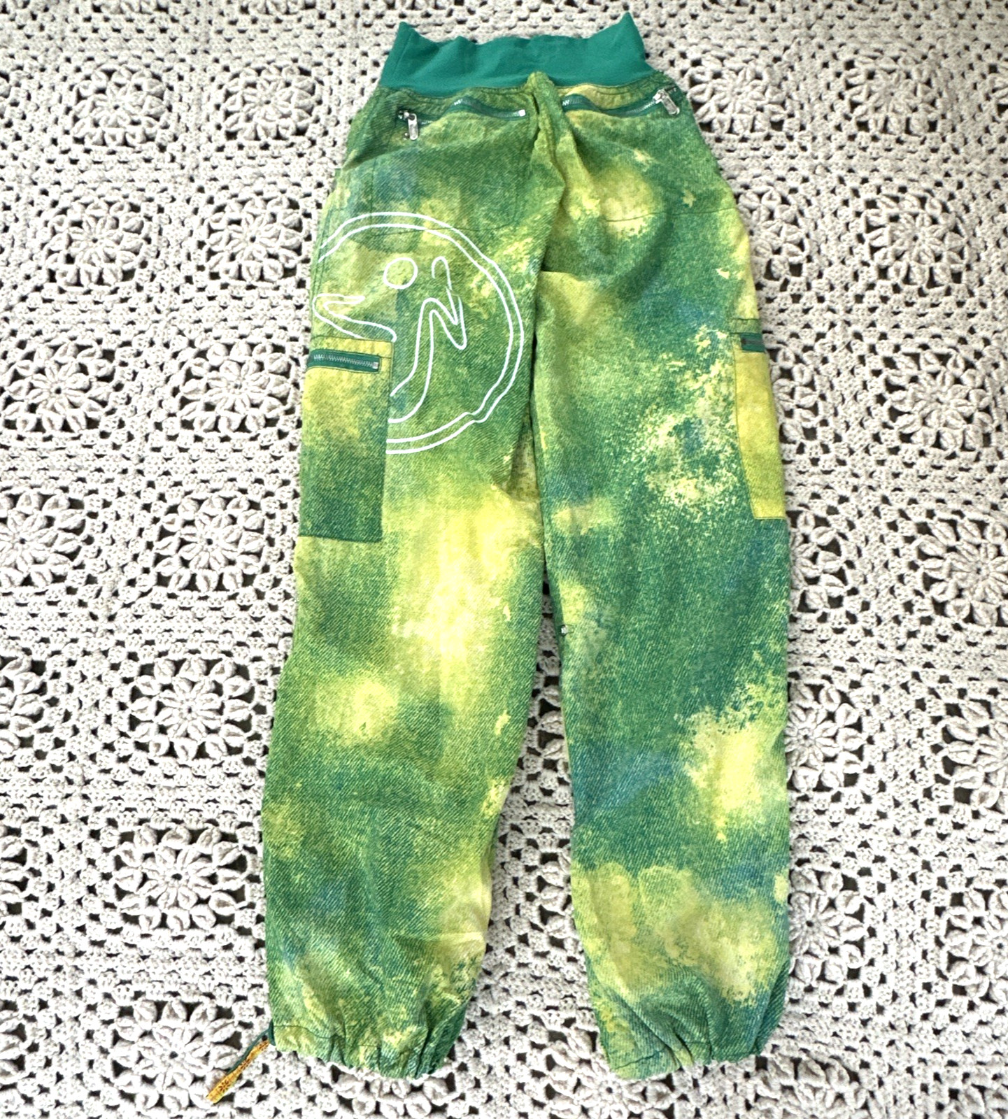 Zumba Pants Womens Green Cargo Parachute Adjustable Ankle Strap XS