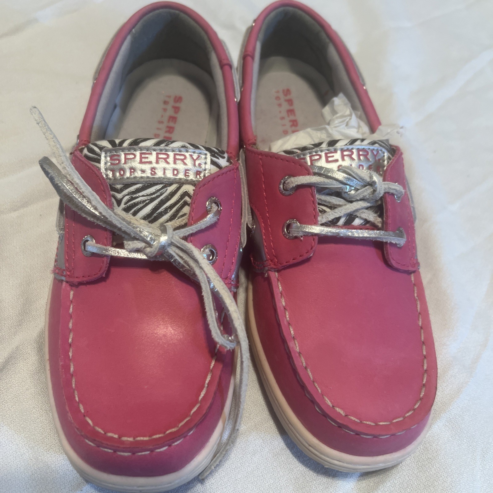 Sperry Top Sider Women Size 3.5m Bluefish Boat Shoes Comfort Pink Zebra