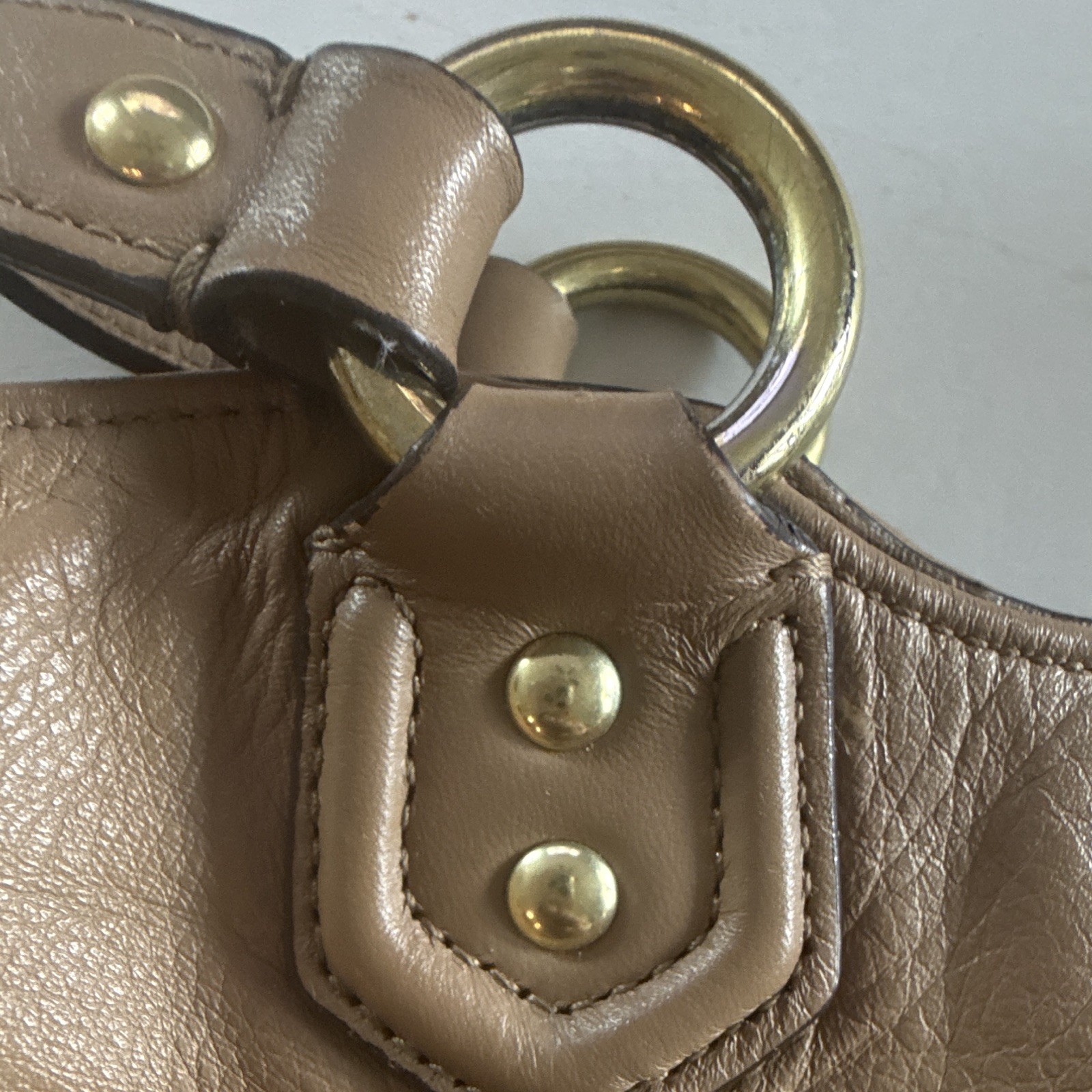 Coach Brown Shoulder Bag Buckle Accent Magnetic Closure Inner Pockets Gold HW