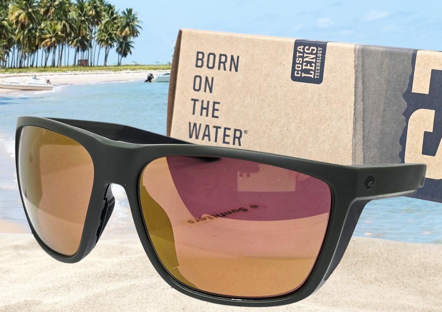 COSTA DEL MAR matte olive/gold mirror FERG XL polarized 580G sunglasses NEW!