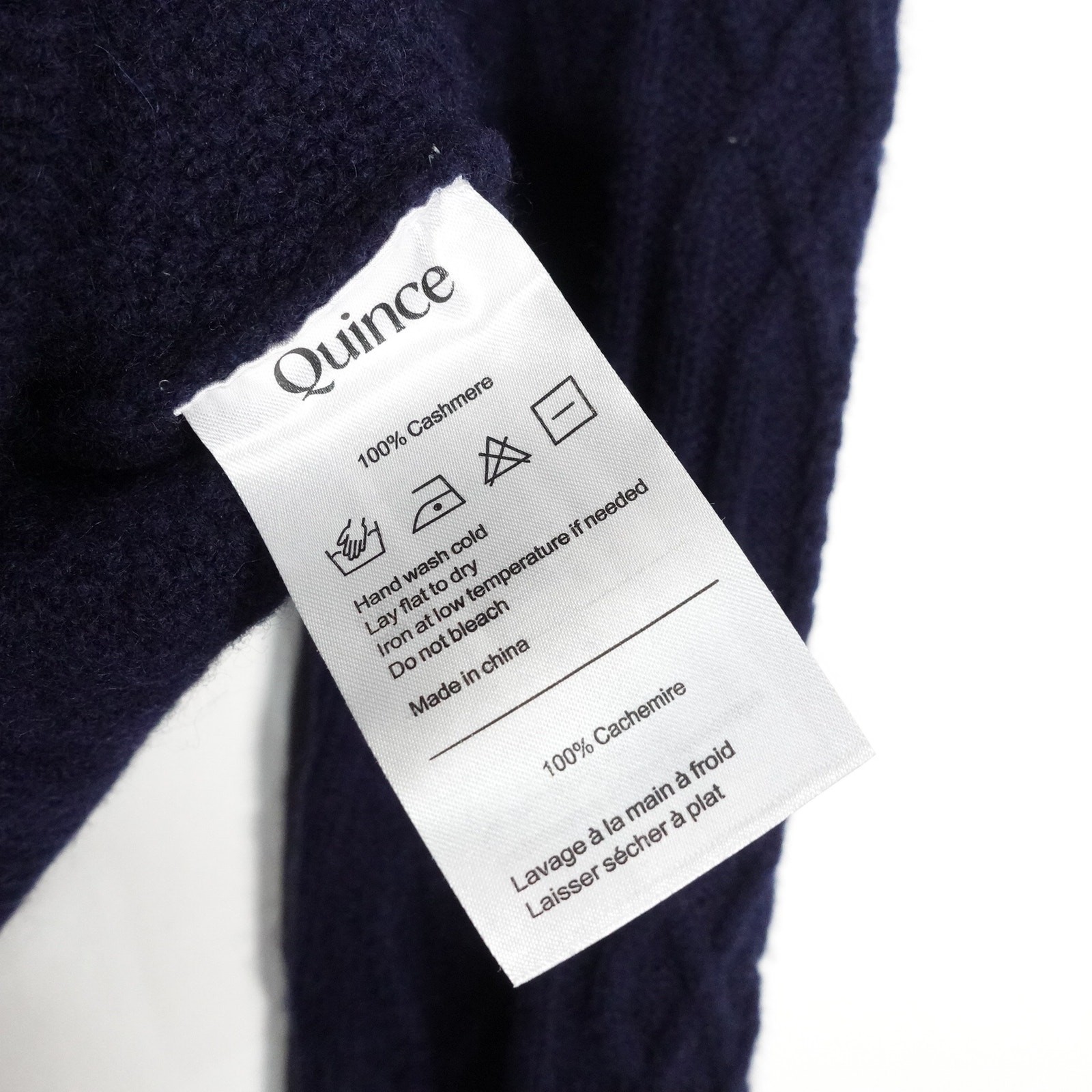 New Quince Men’s Classic Cable Cashmere Crewneck Sweater True Navy Pullover M
