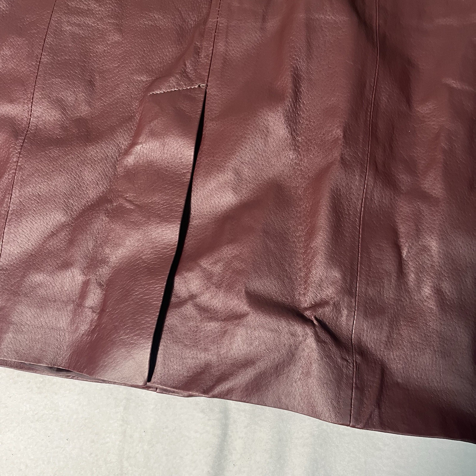 Jessica London Leather Burgundy Sheath Dress V-Neck Short Sleeve Size 16