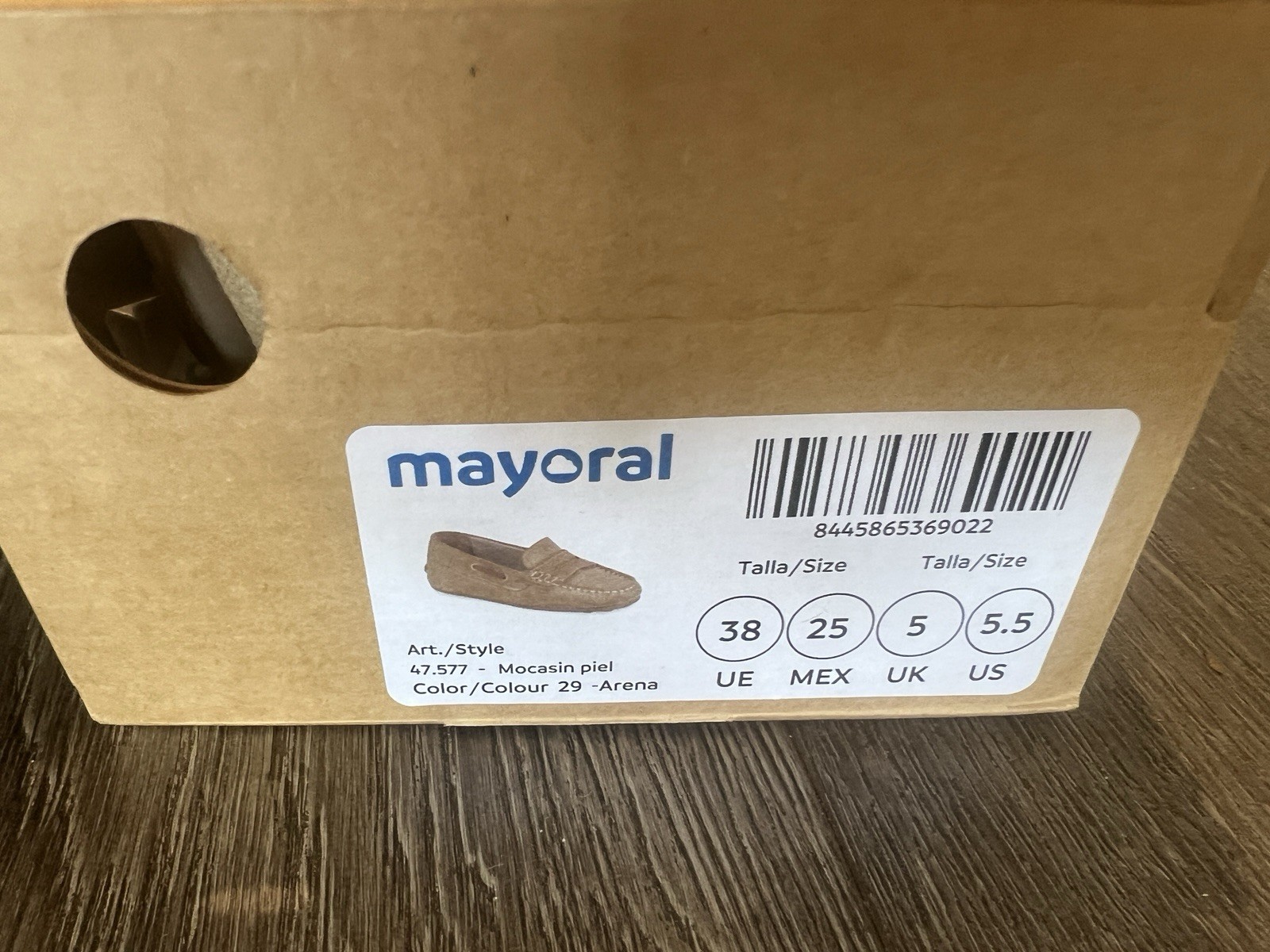 Mayoral Children’s Boys Beige Suede Leather Moccasins Loafer Shoes 38 US 5.5 NIB