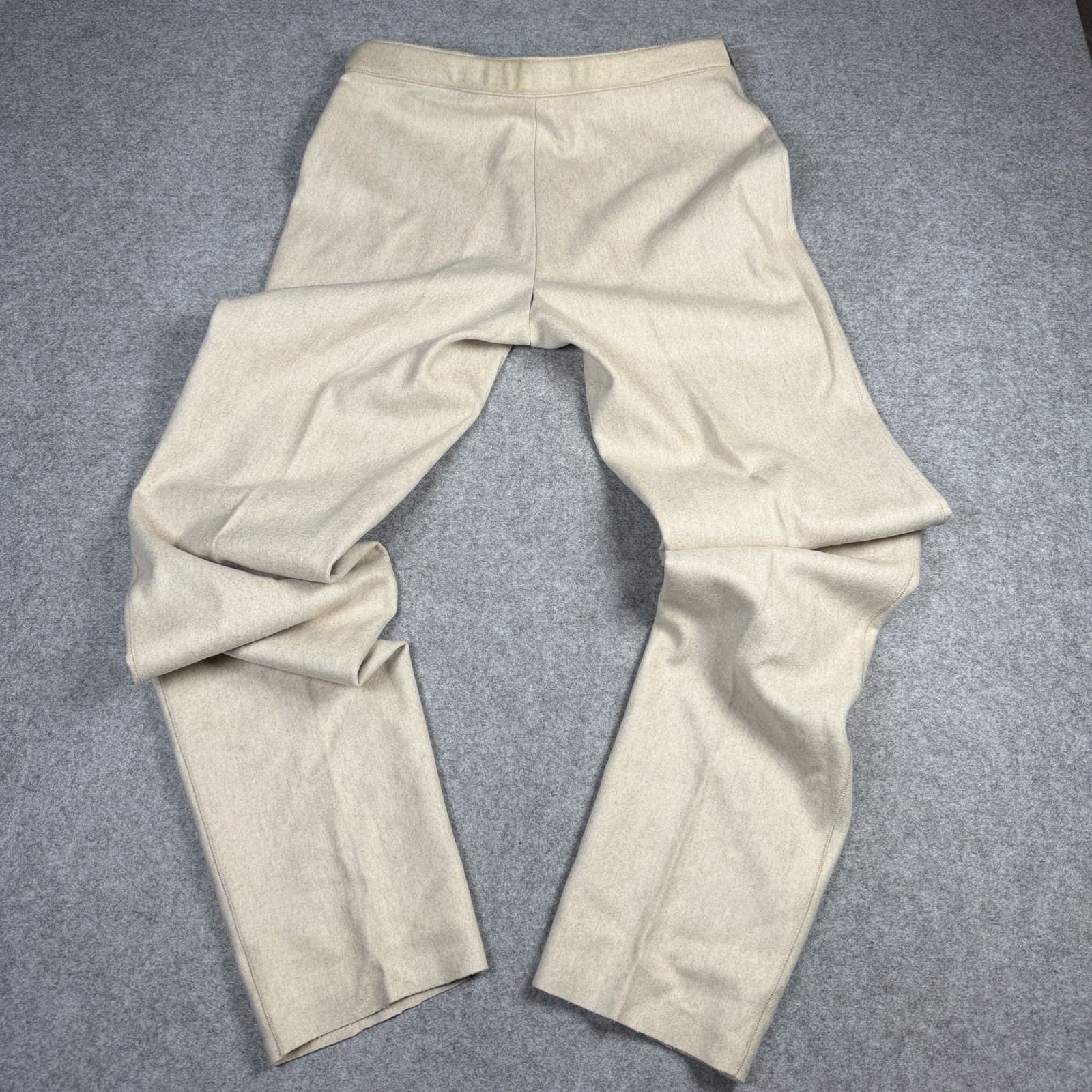 Vintage Gucci Cashmere Wool Beige Leather Buckle Women’s Dress Pants Size IT 46