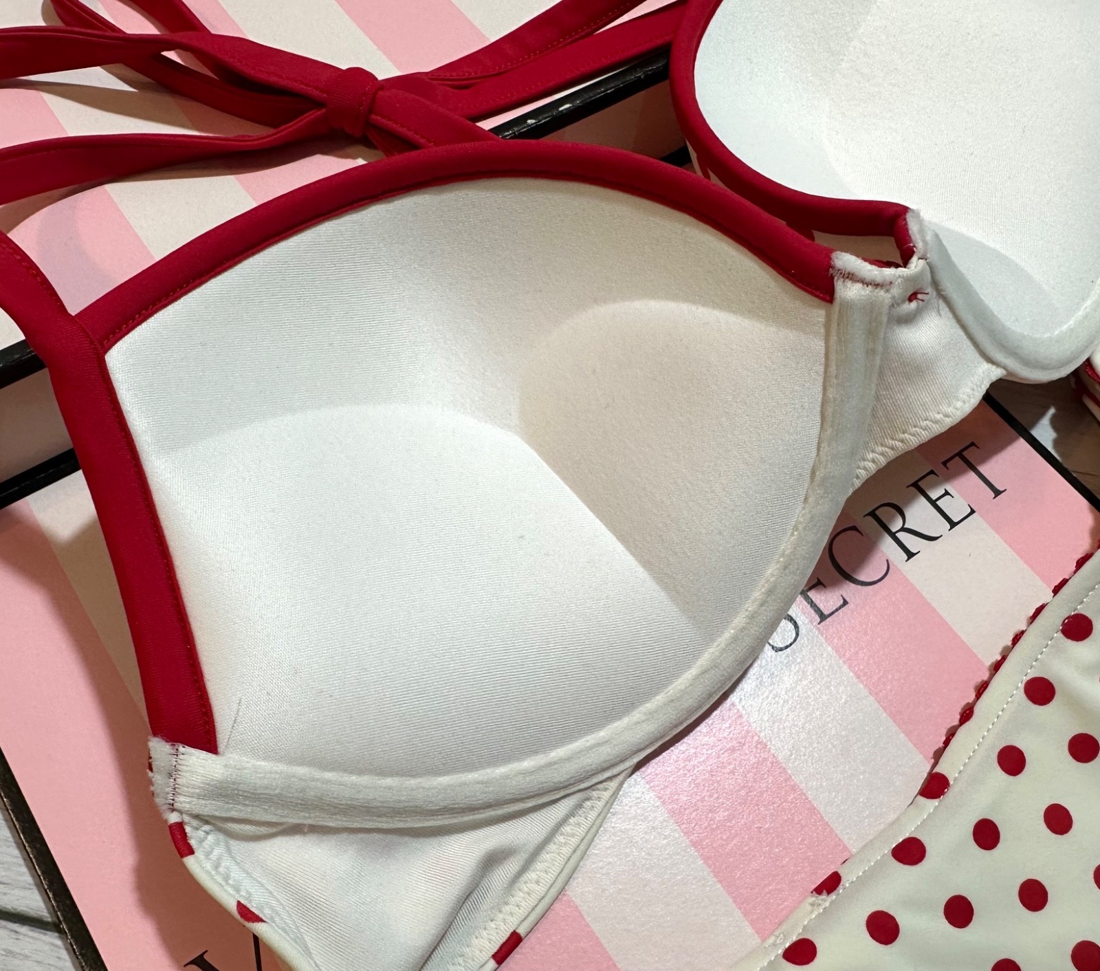 VS Pink by Frankie’s Bikinis Swimsuit polka dot ADDISON PUSH-UP BIKINI Set