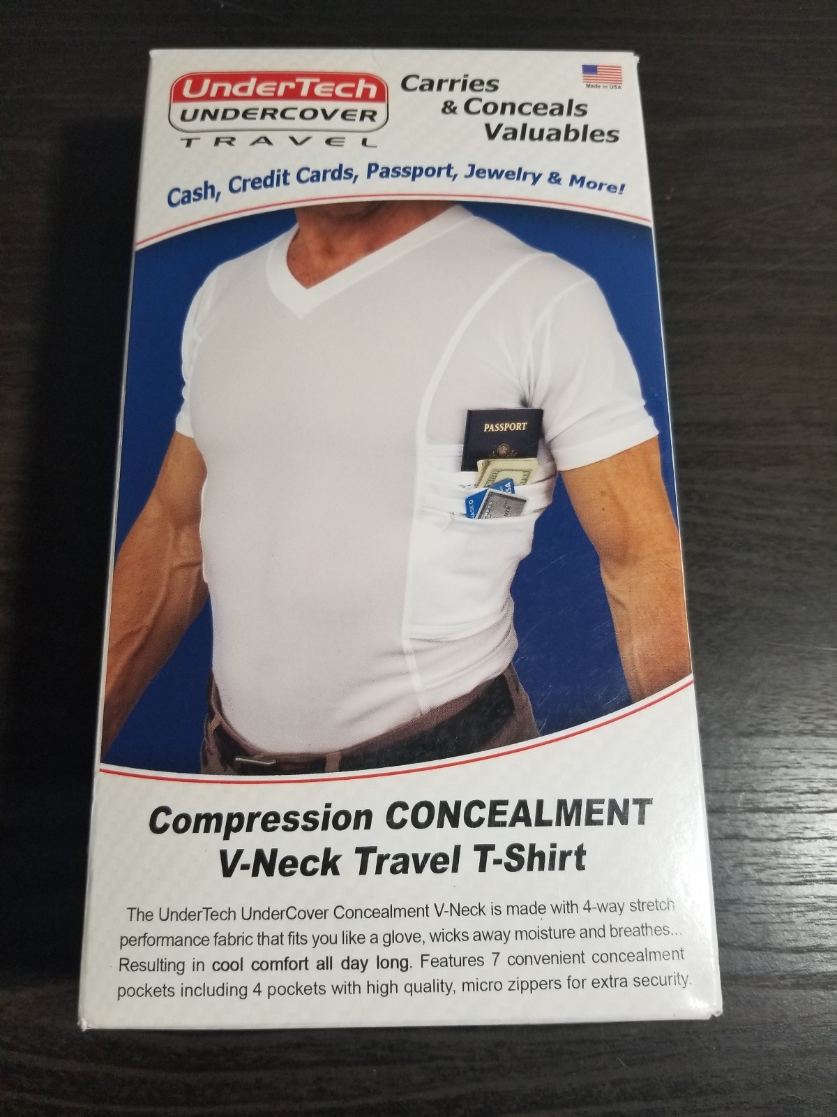 Small Men’s Undertech Undercover Compression Conceal V-Neck Travel T-shirt White