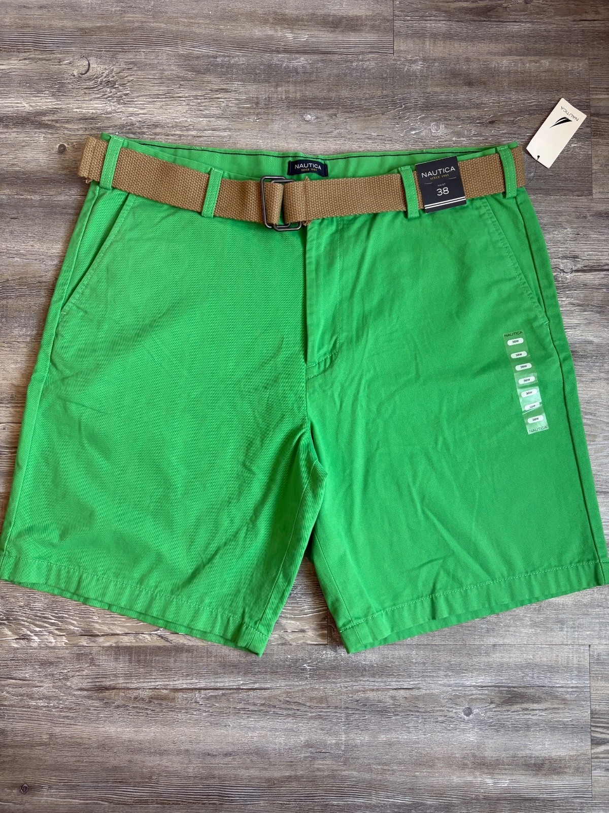 Nautica Men’s 38W Green Cotton Summer Shorts with Belt