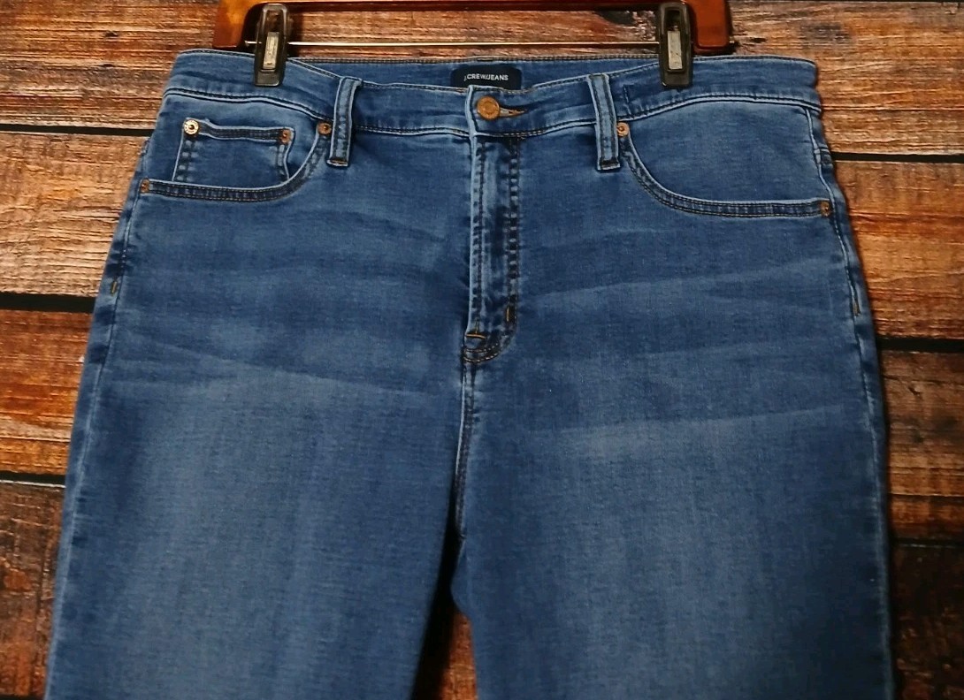 J Crew Jeans Size 32 14 Toothpick High Rise Skinny Ankle Blue Denim Stretch