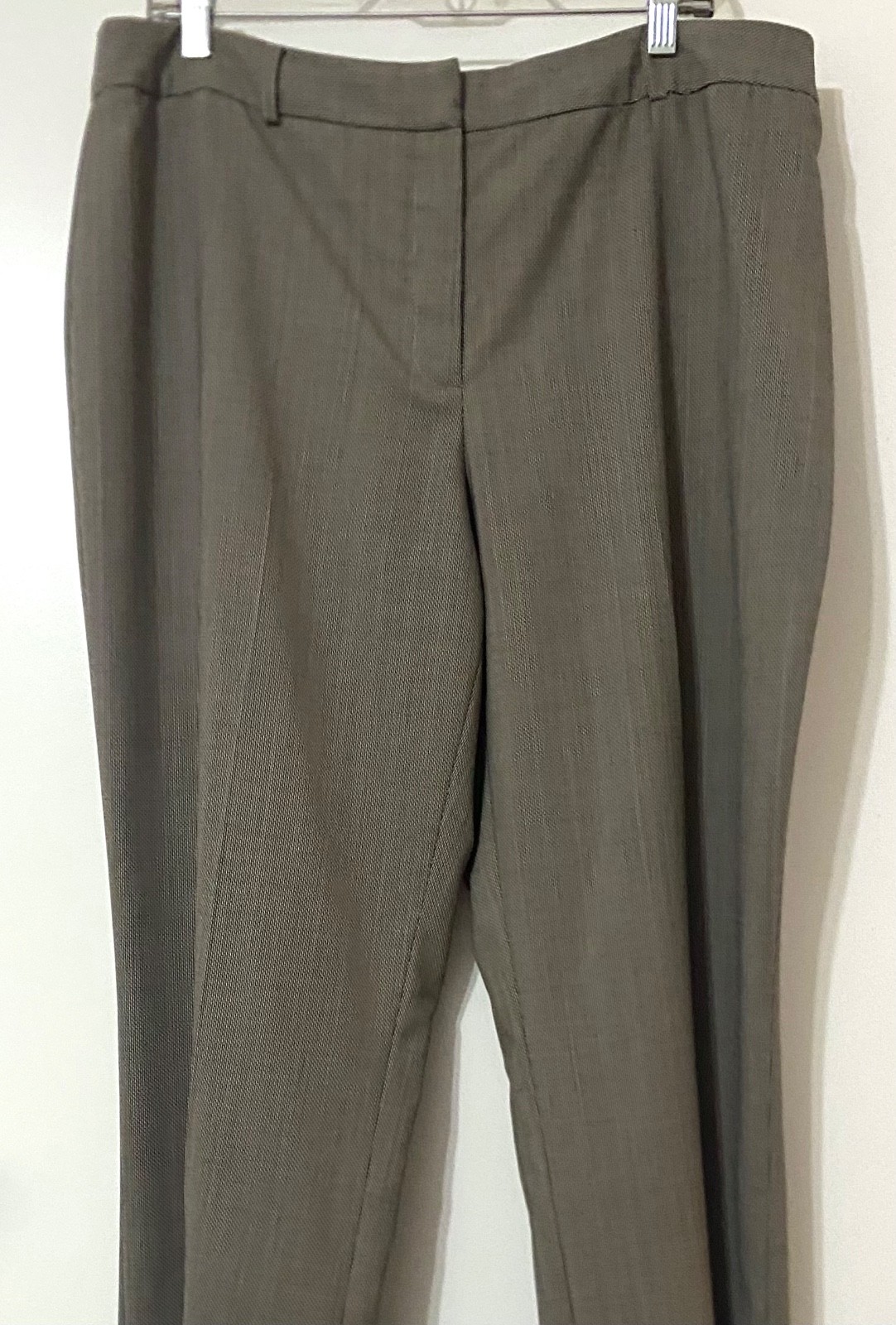 ANNE KLEIN WOMENS WOOL BLEND DRESS PANTS BEAVER W/SUBTLE RED STRIPES SZ 16