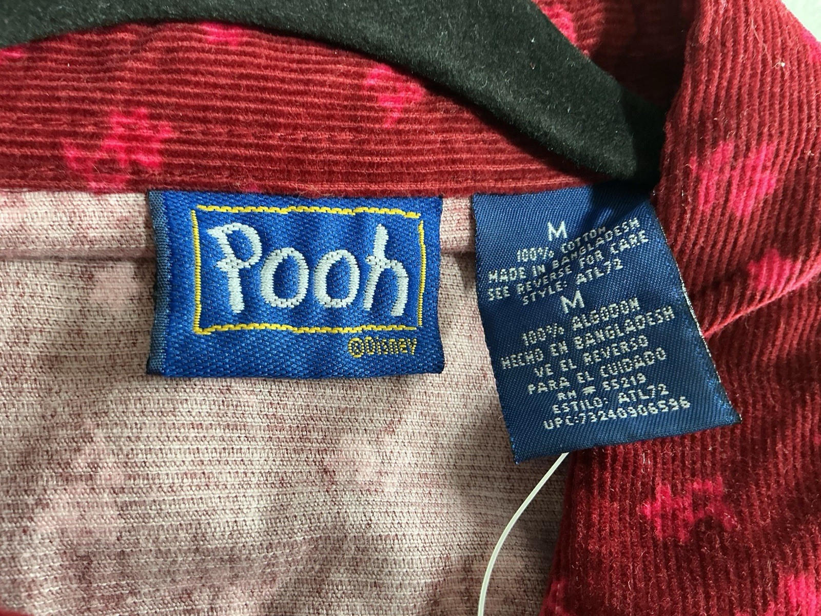 Winnie The Pooh Women’s Burgundy Corduroy Embroidered Button Shirt Medium NWT