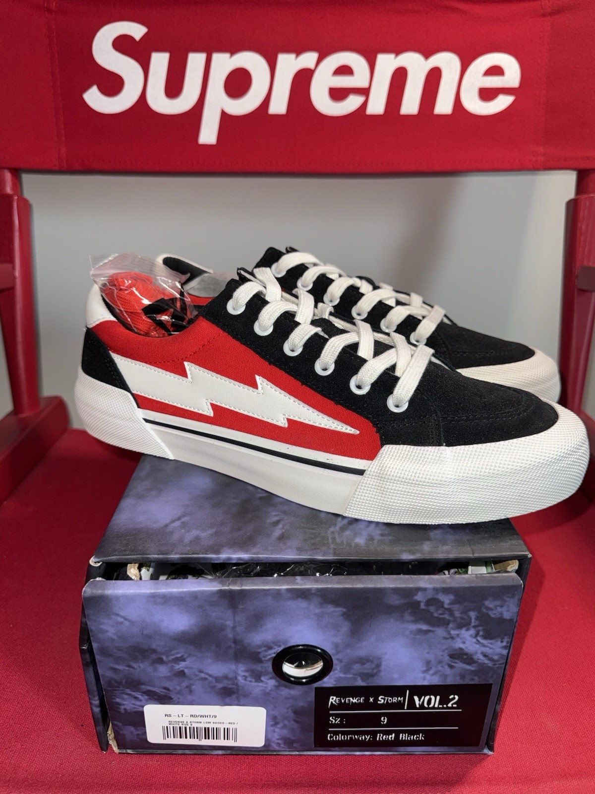 Revenge X Storm Vol.2 Black Red White Low Top Lace Up Size 9 Men’s Sneakers