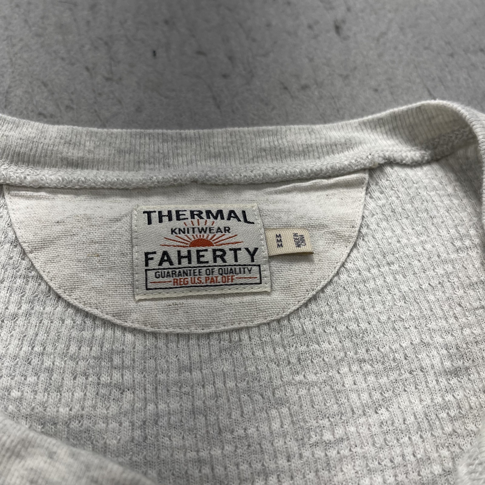 Faherty Shirt Mens Medium Gray Thermal Waffle Knit Henley Pullover Casual Preppy