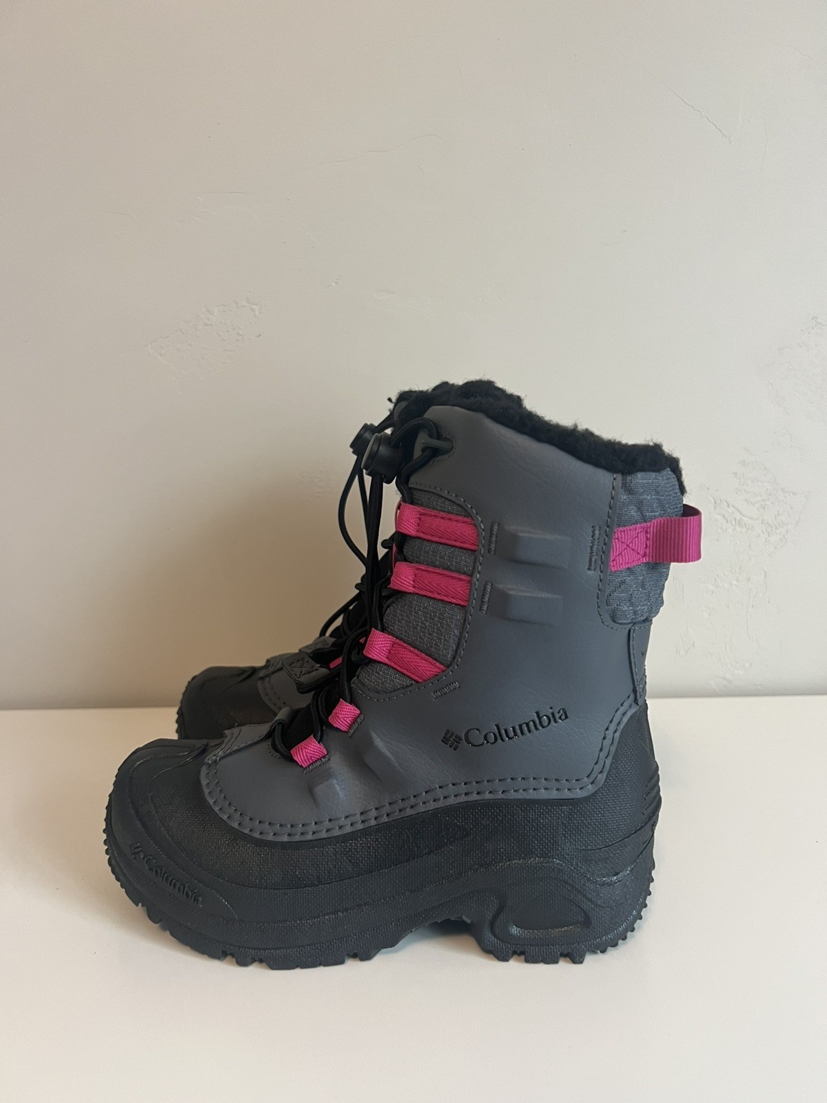 Columbia Bugaboot Celsius Waterproof Winter Snow Boots Gray Pink Youth Girls