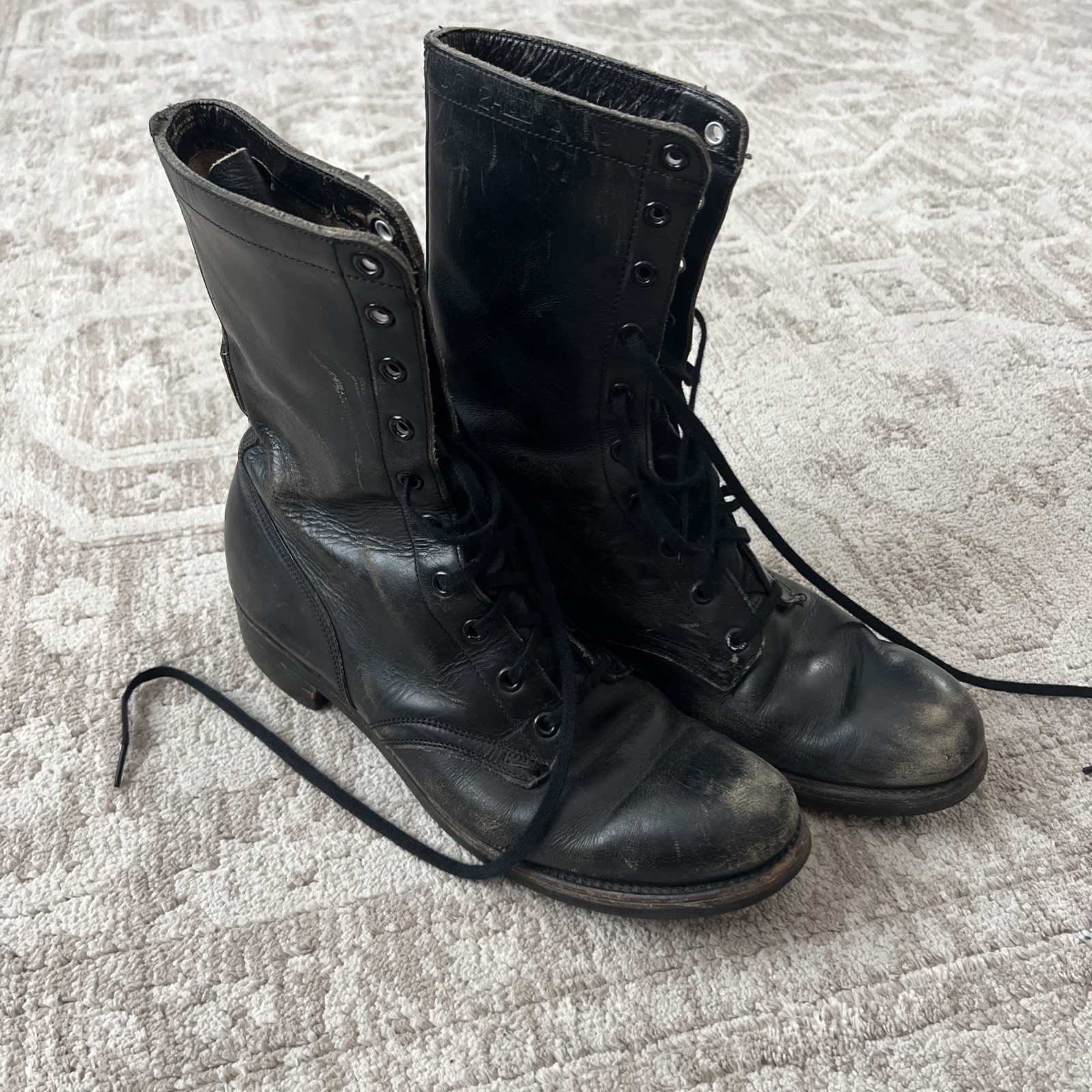 Vintage US Army Boots Mens 10 Black Combat Goodyear Soles 1960s Military Vietnam