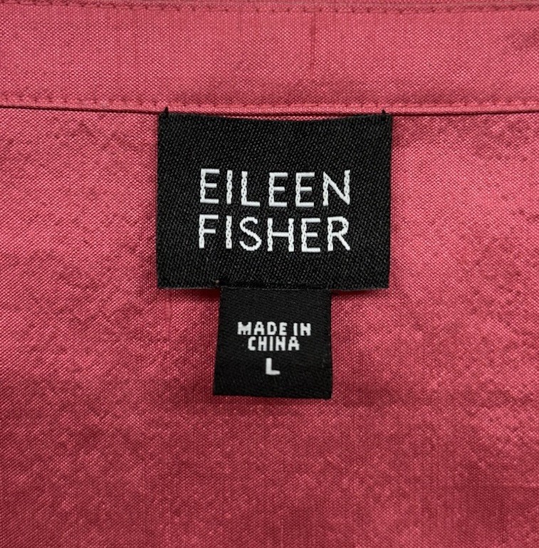 Eileen Fisher Womens Size L Pink 1/2 Sleeve Silk Button Up Top (K3)