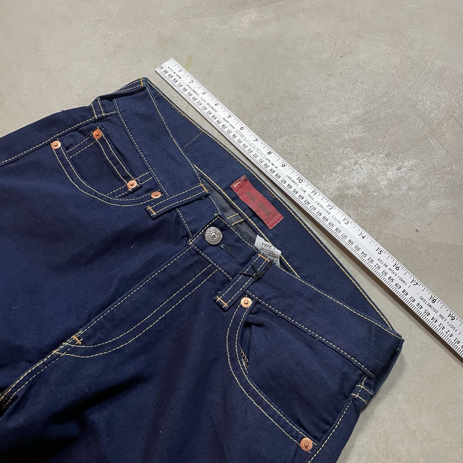 Levis Type 1 Jeans Vintage Y2K Wide Leg Baggy Real Loose Skater 34×32 Fits 36×31