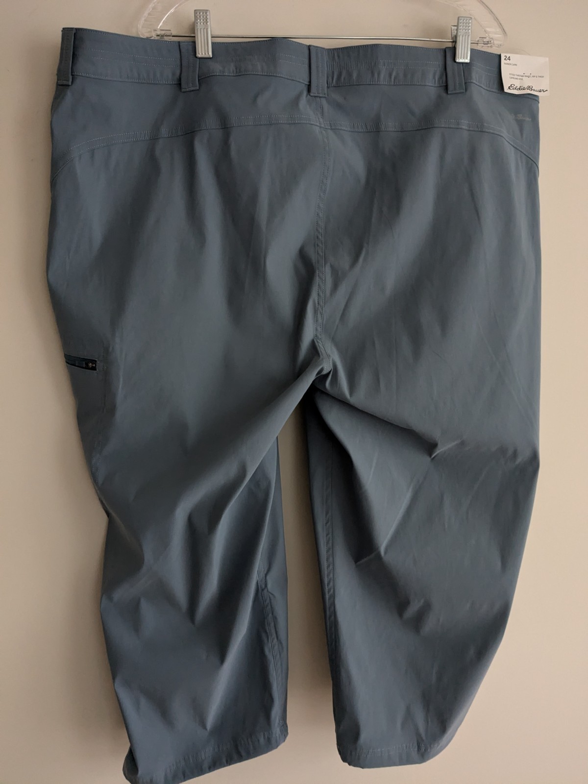 NWT Eddie Bauer Rainier Gray Blue Pants Capri Yoga Walking Golf Pickleball 3X