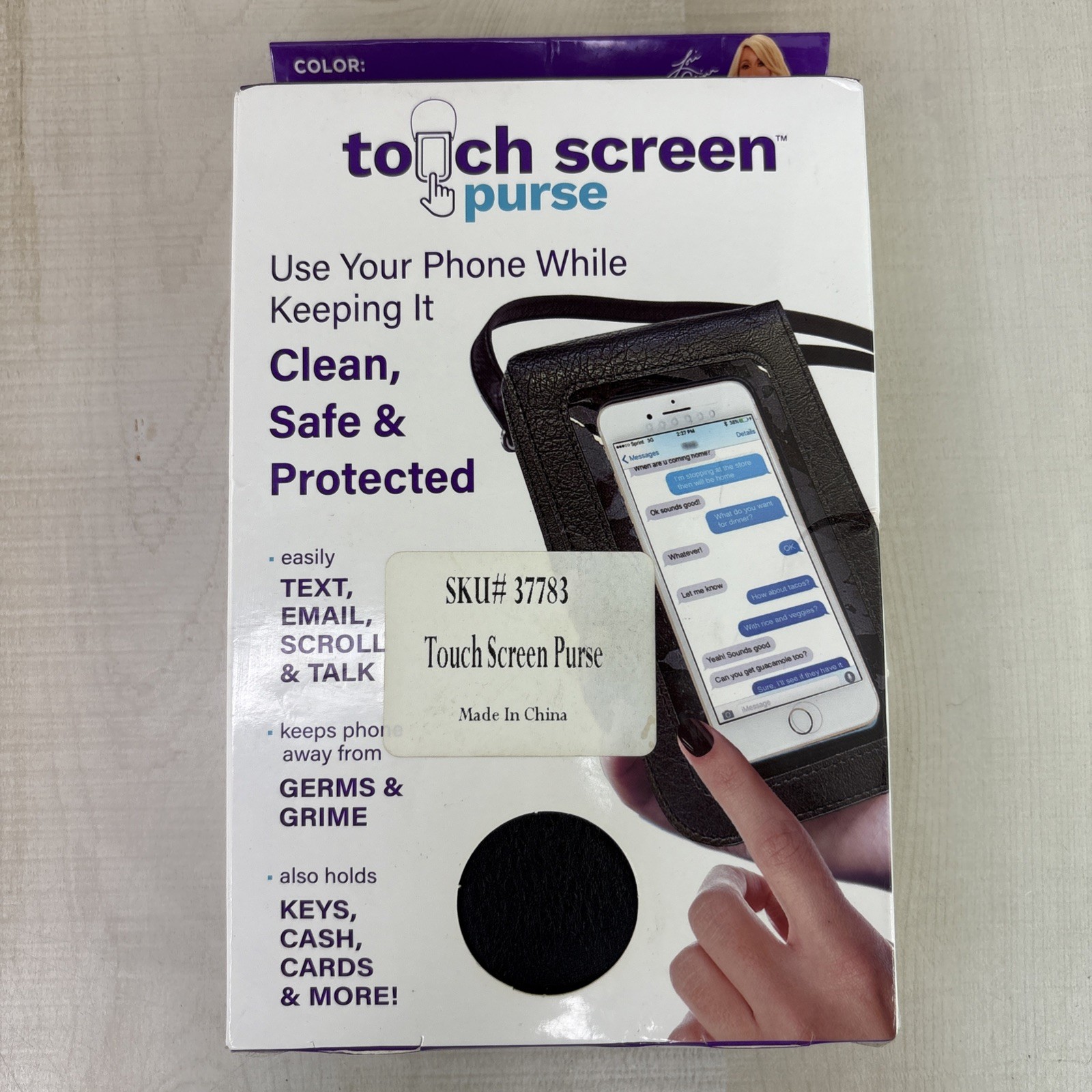 Touchscreen Purse Fits Phones up to 6.75” Tall & 4” Wide. Black – NEW