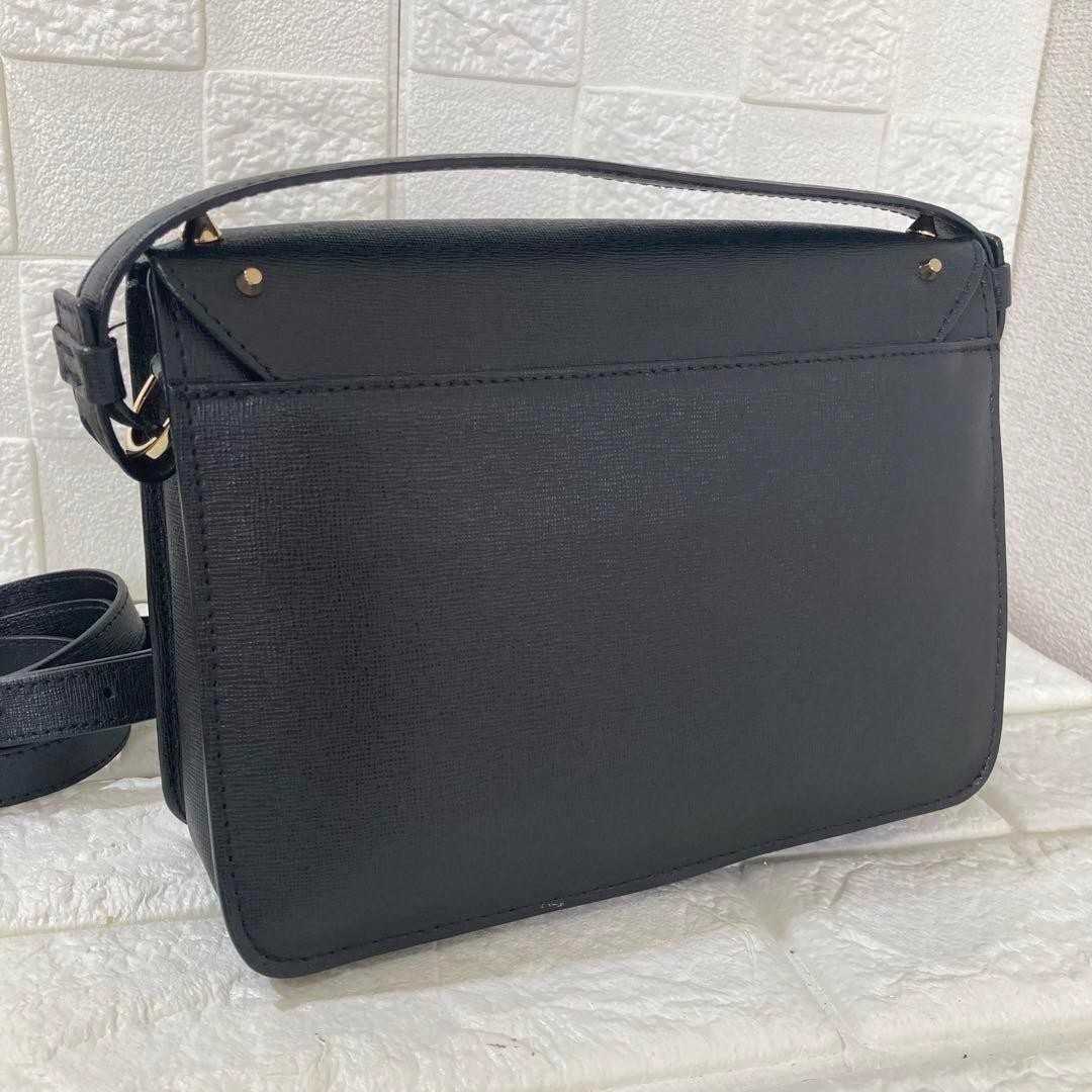 Furla 2way Handbag Shoulder Bag Black Japan Used Excellent Condition 0713773
