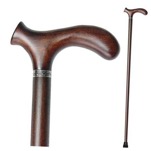 Wooden Walking Cane with 5 Height for Men and Women, Handmade 36inch Walnut