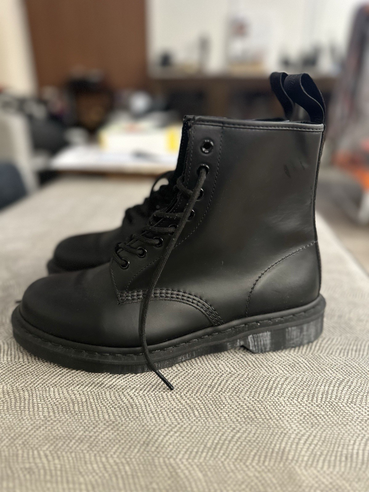 Dr. Martens Black Leather Lace-Up Combat Ankle Boots Round Toe Men’s US 11