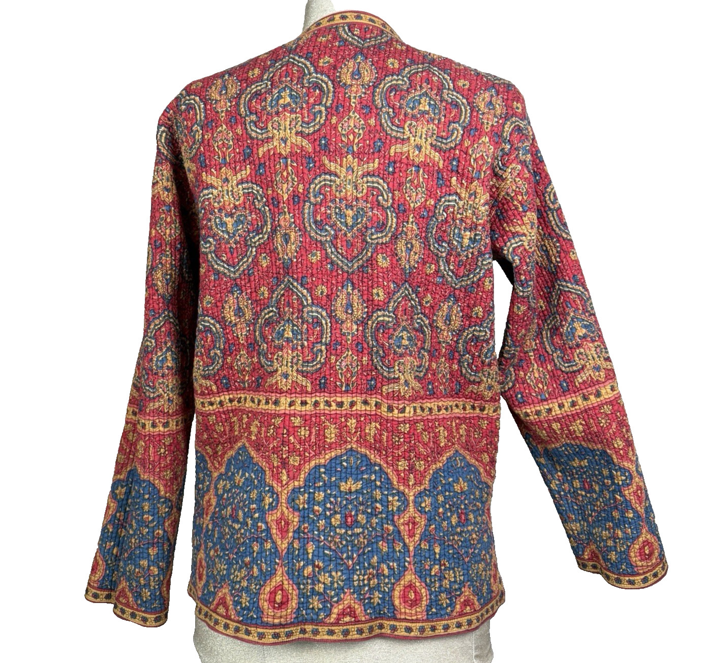 Vtg Orvis Reversible Quilted Jacket Womens M Paisley Boho Hippie Artsy Cardigan