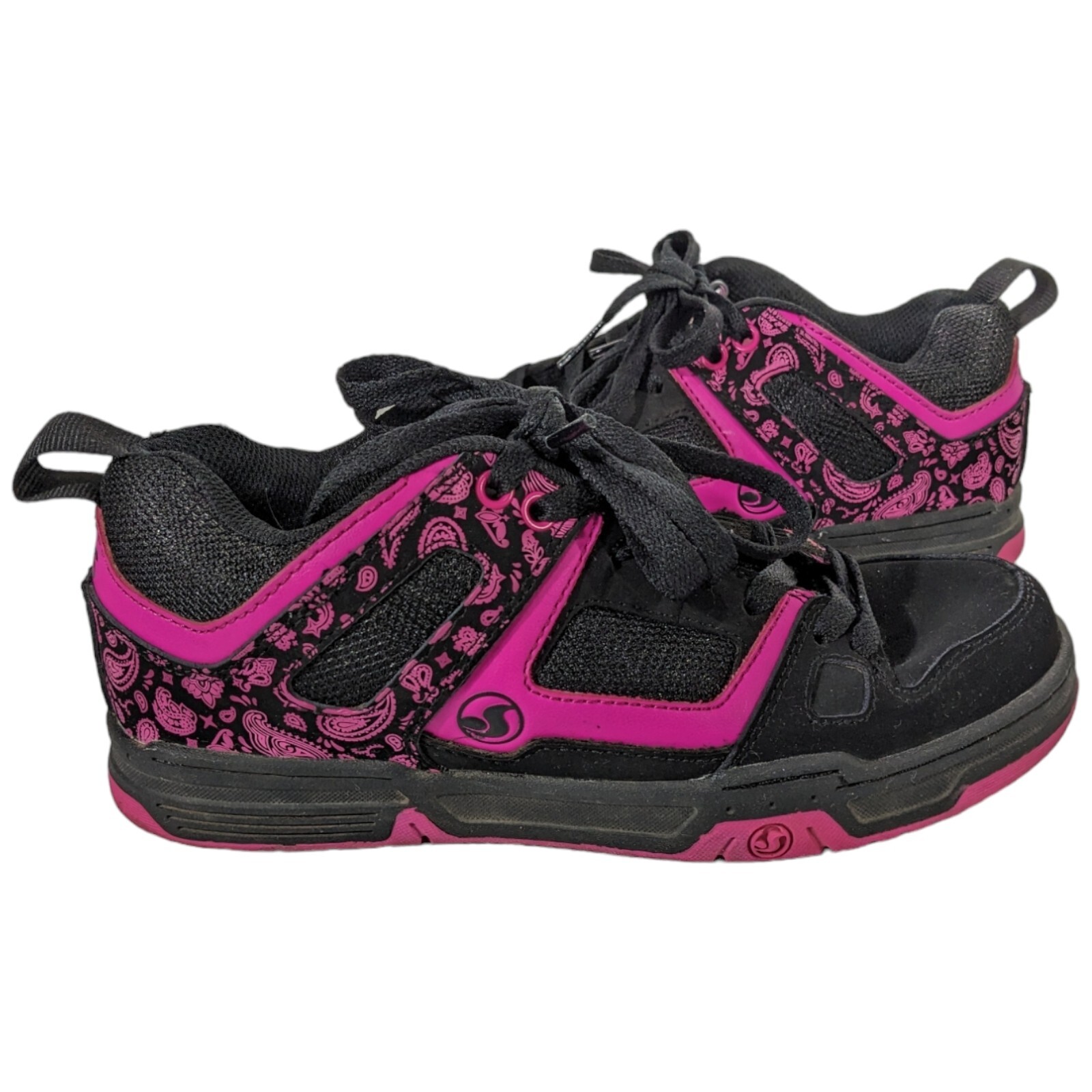 Womens Skateboarding Shoes sz 5.5 DVS Gambol Black Pink Low Top Sneaker Paisley