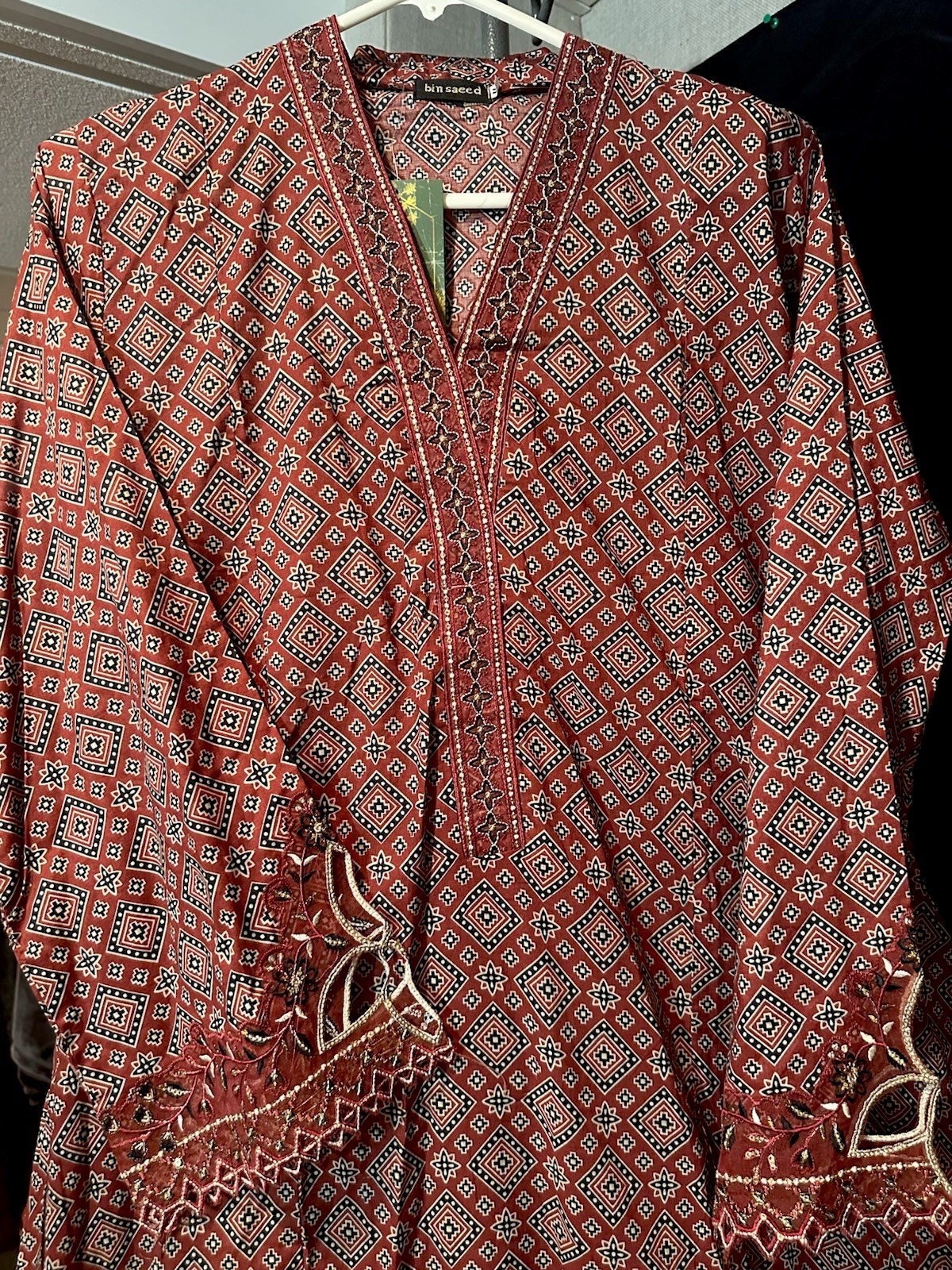Bin Saeed Lawn Cotton 3 Pc Suit-premium Cut Work Emb- Aline Style-M – $44