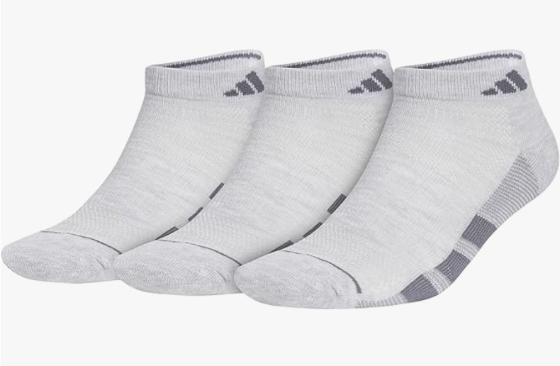 adidas Men’s All Day Training Low Cut Socks 3 Pack Light Gray Shoe Size 6-12