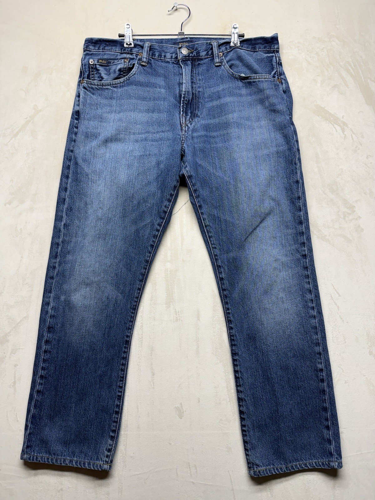 Polo Ralph Lauren Varick Slim Straight Jeans Mens 34×34 100% Cotton Blue 0618