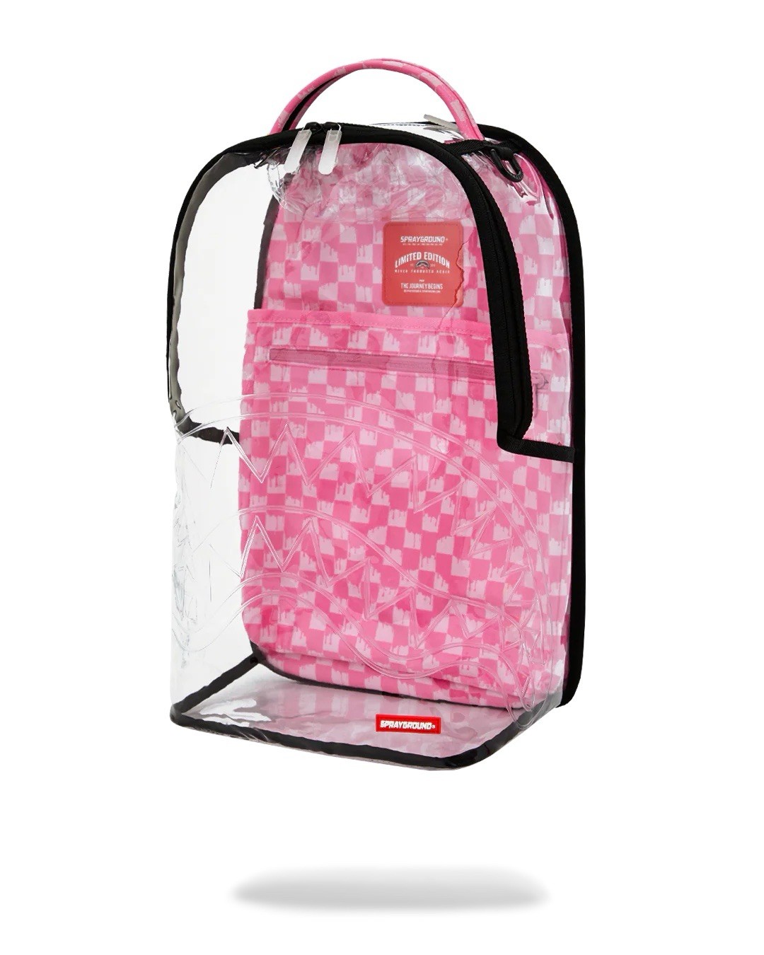 Sprayground Pink Drip Clear Backpack PVC Transparent Bookbag School Bag New
