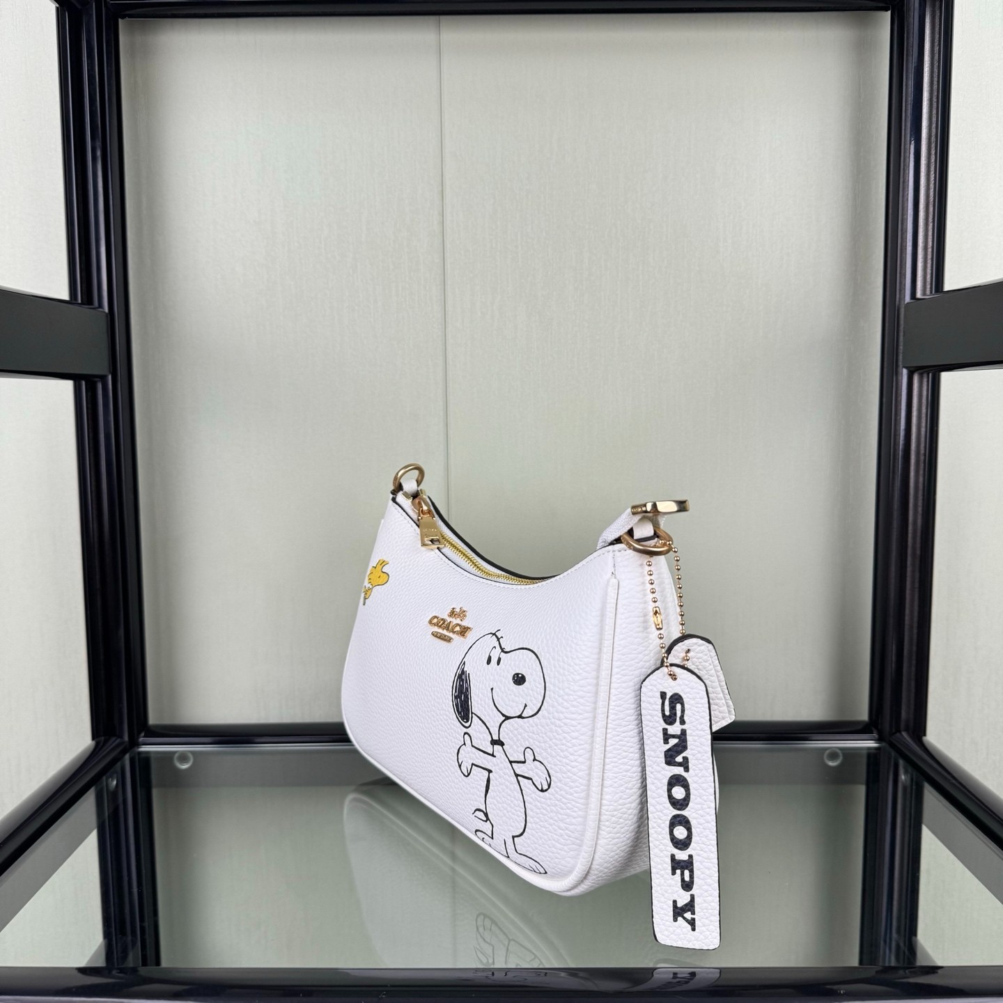 COACH CBJ76 Teri Shoulder Bag Leather PEANUTS Collaboration Snoopy Chalk Multi