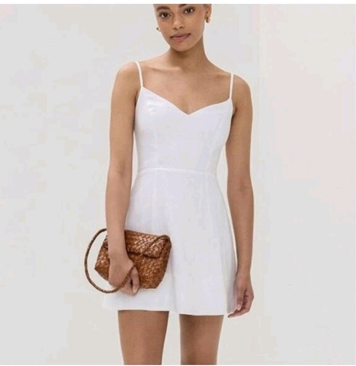 Reformation Holt Linen Mini Dress Women’s 10 Smocked Back White