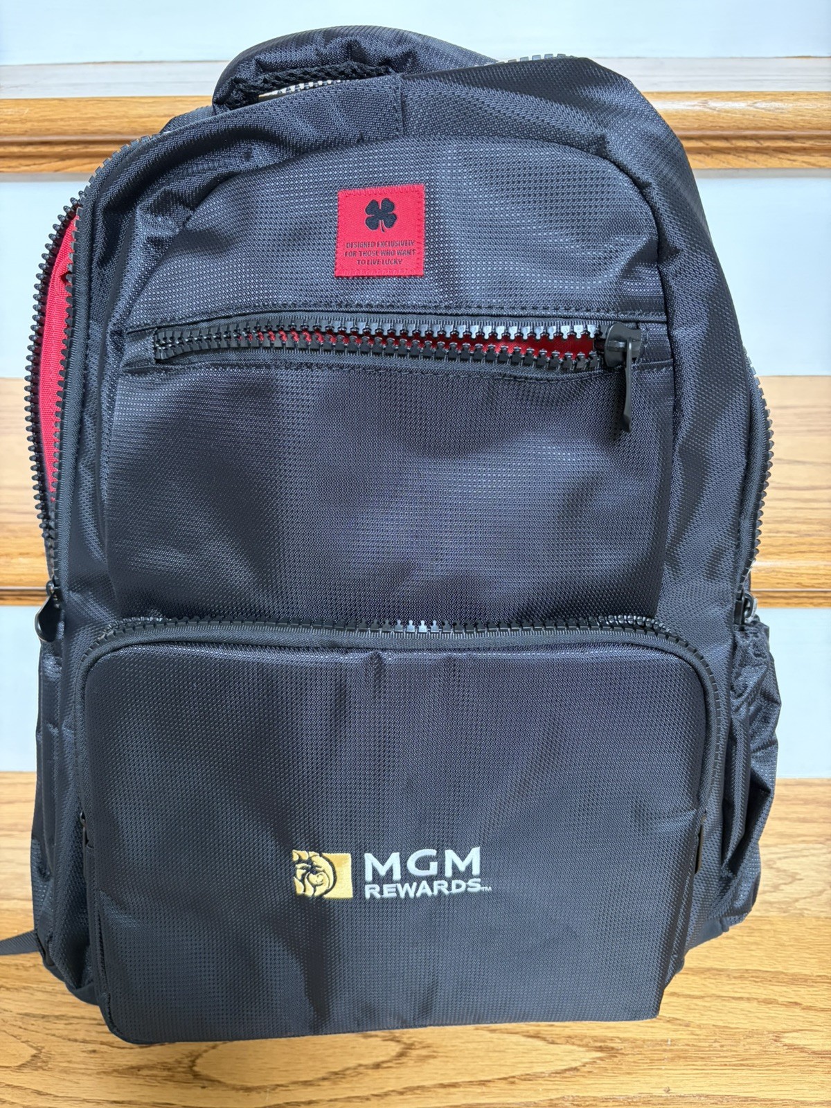 Black Clover Backpack MGM Rewards Logo Embroidered Black & Red-NWT